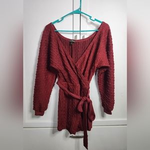 Deep Red Long Sleeve Romper